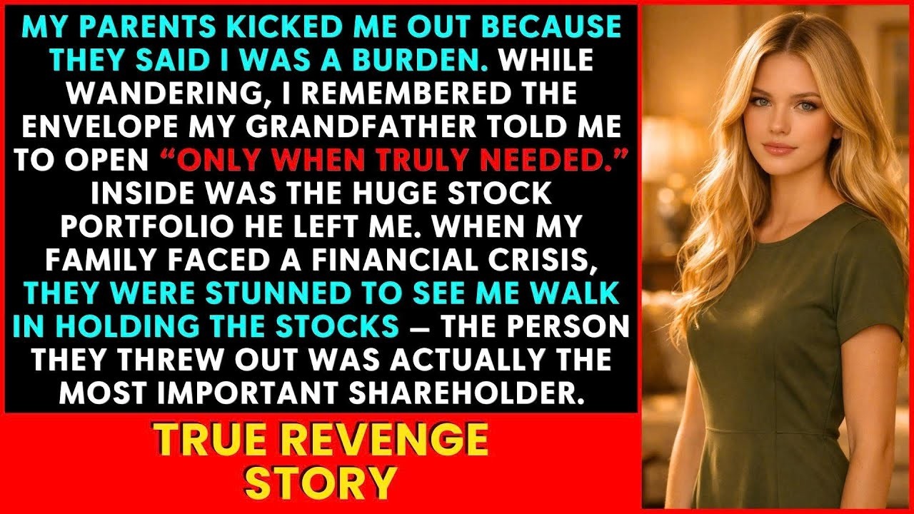 After my parents kicked me out, I took my grandfather’s stocks  My family froze when they saw…