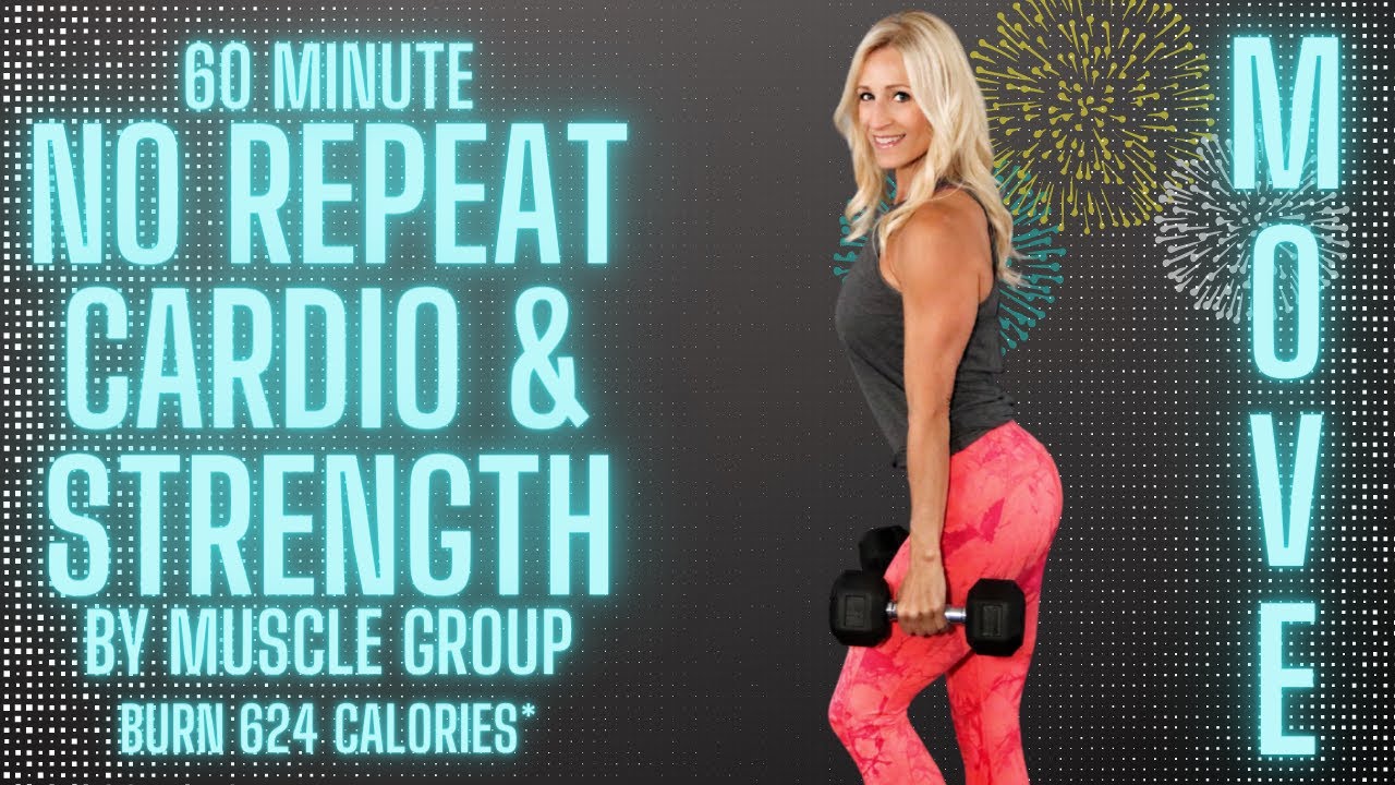 60 MIN CARDIO AND STRENGTH HIIT |  NO REPEAT BY MUSCLE GROUP | Burn 624 Calories*🔥