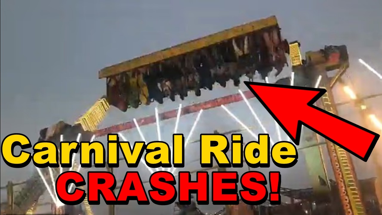 Terrifying moment carnival ride detaches and crashes to the ground