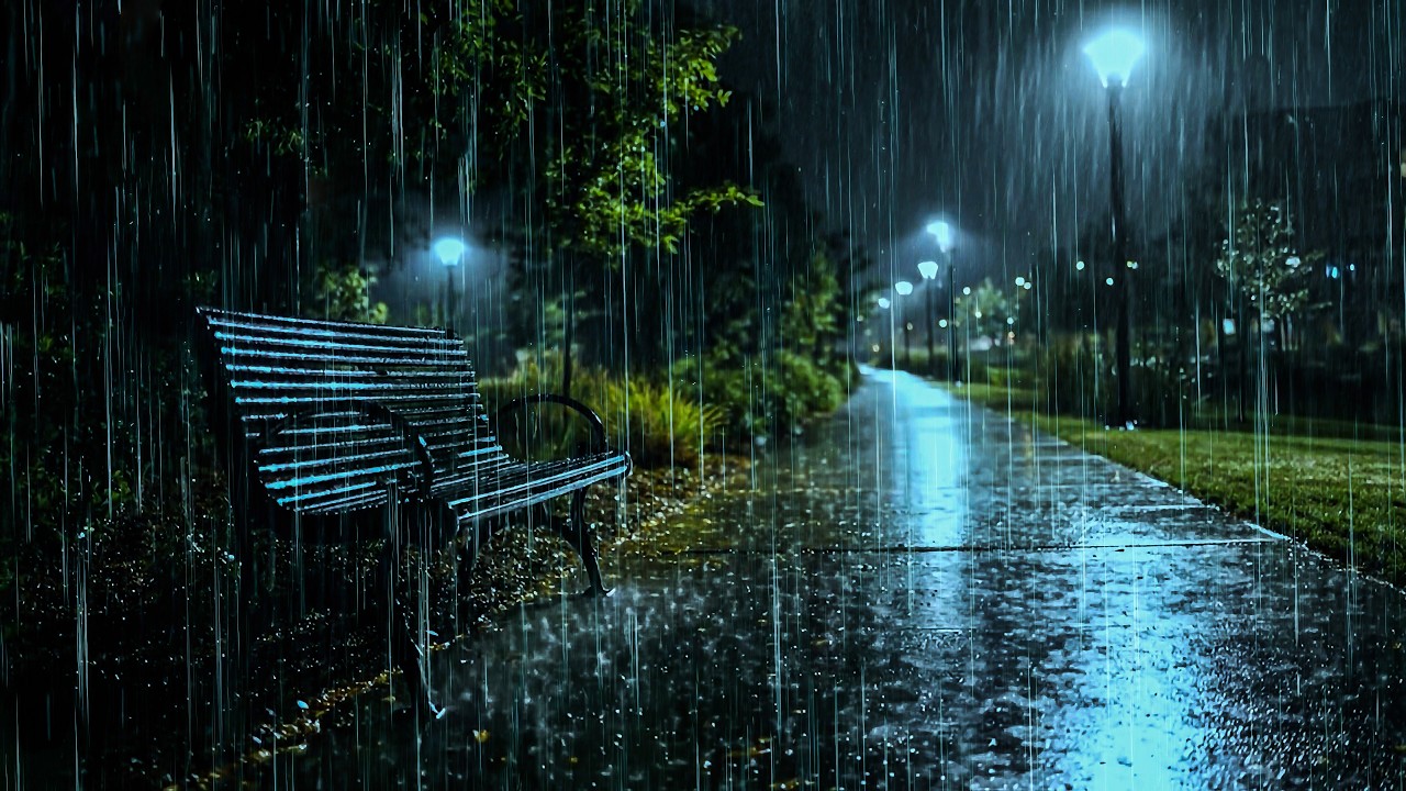 Rain Sounds for Sleep 🌧️ Night Rain ASMR in a Quiet Park | Deep Relaxation, Study & Insomnia Relief
