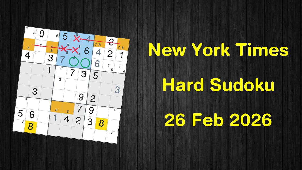 New York Times Hard Sudoku 26 Feb 2026 - Solve with Phidoku