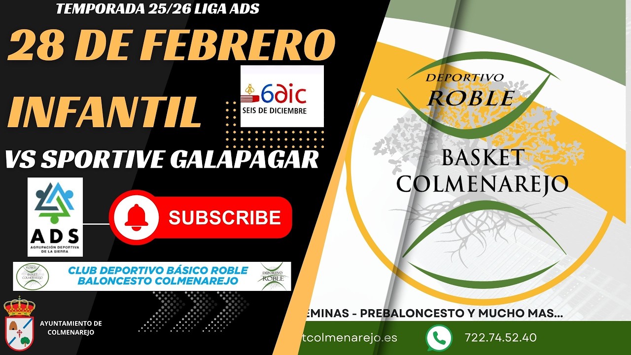 ADS Infantil 6 de Diciembre Colmenarejo Vs Sportive Galapagar  #ligaads #colmenarejo #cdbroble