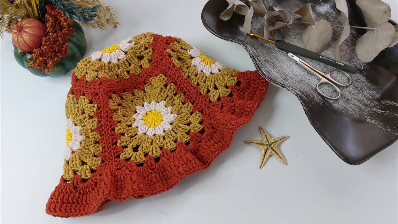 tığ işi motifli bucket şapka yapımı / Easy Crochet Bucket Hat Tutorial