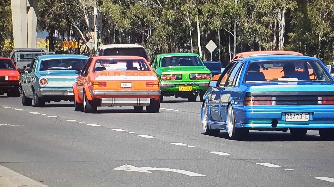 Hotted up cars give it as they leave car show in Sydney @ Hoxton Park Cars Without Limits event
