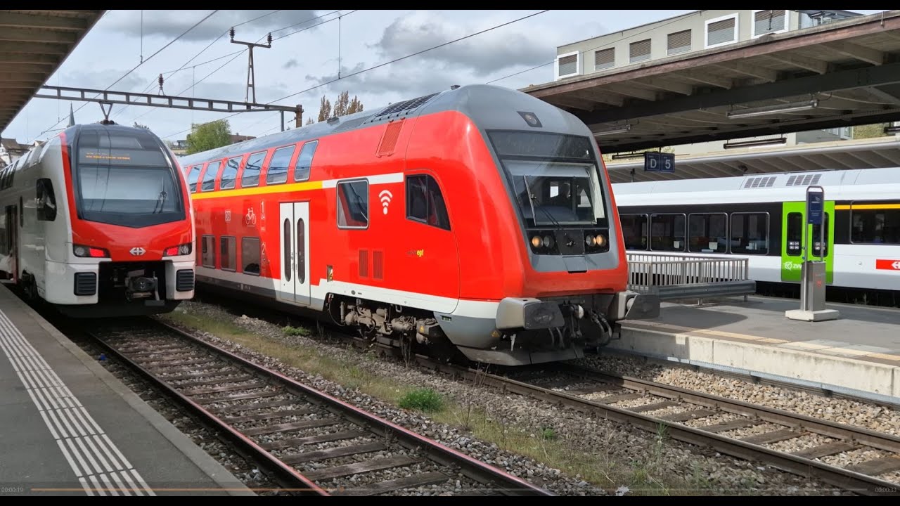 Abfahrt RE 3053 mit 245+Dosto in Schaffhausen