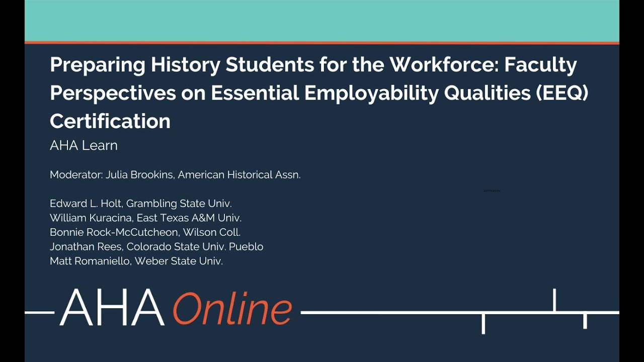 Preparing History Students for the Workforce: Essential Employability Qualities Certification