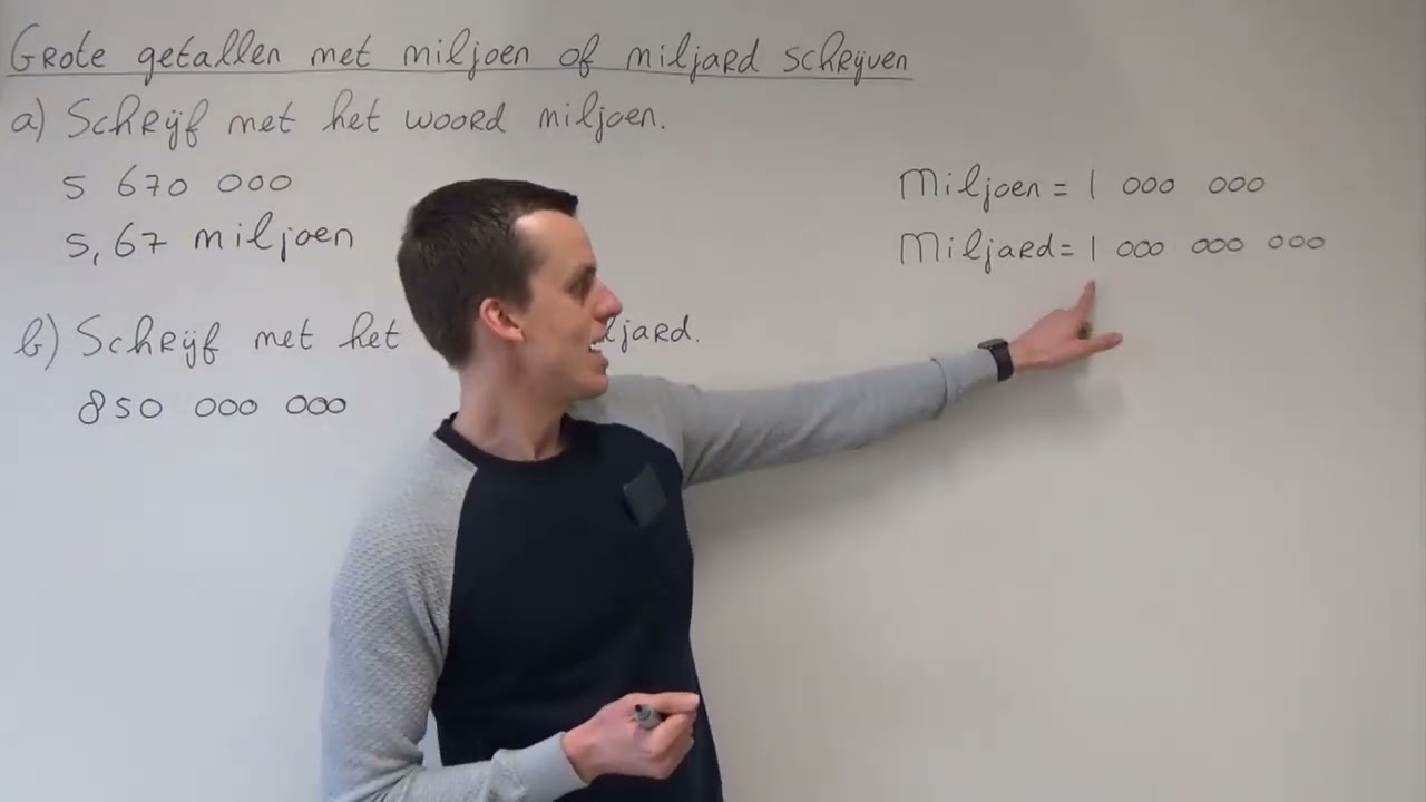 Grote getallen met het woord miljoen of miljard schrijven (3 VMBO-KGT)