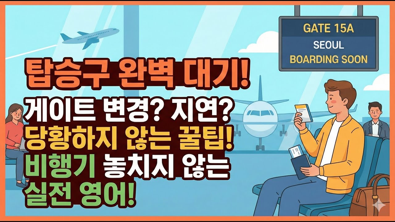 [왕초보 여행영어_01.공항편(탑승구 및 대기)] 이 방송 못 알아들으면 국제 미아 됩니다! 탑승구 대기 필수 표현 50