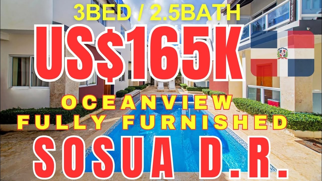 🔥US$165K SOSUA D.R.🇩🇴 VILLA w.Oceanview 3BED/2.5BATH