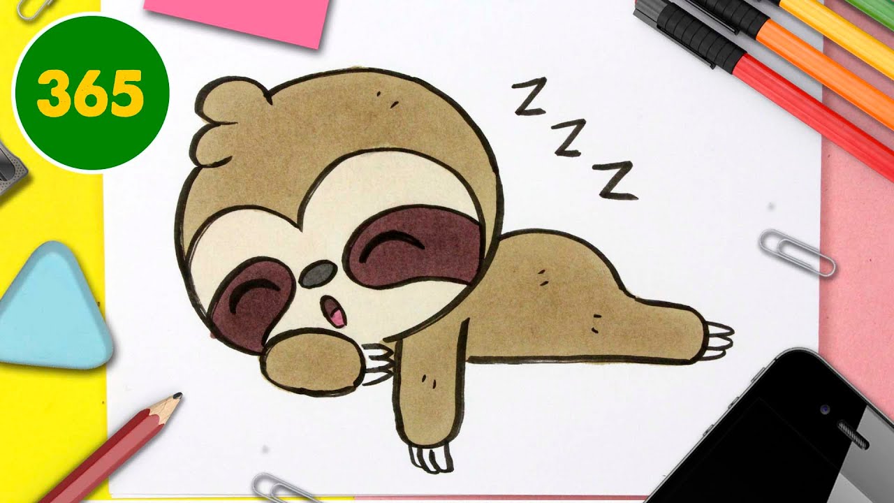 COME DISEGNARE BRADIPO KAWAII - Come disegnare animali