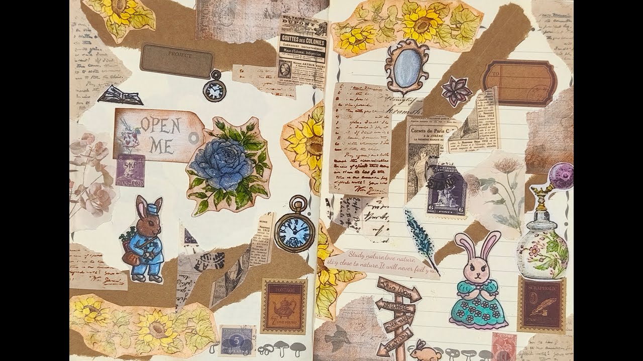 ASMR Vintage Journaling/ bunny postman on a Totoro notebook/ RELAX