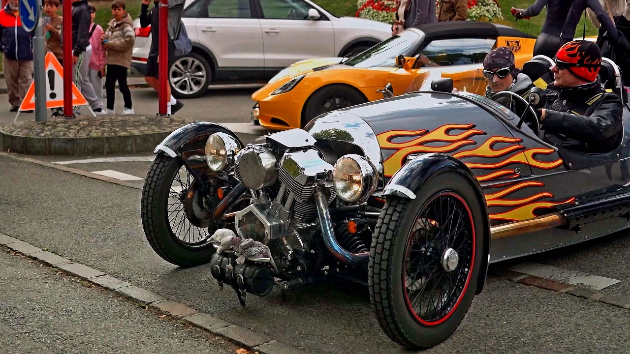 Classic British Car Meeting 2024 St.Prex: Morgan 3 Wheeler Highlights with Rock threewheeler