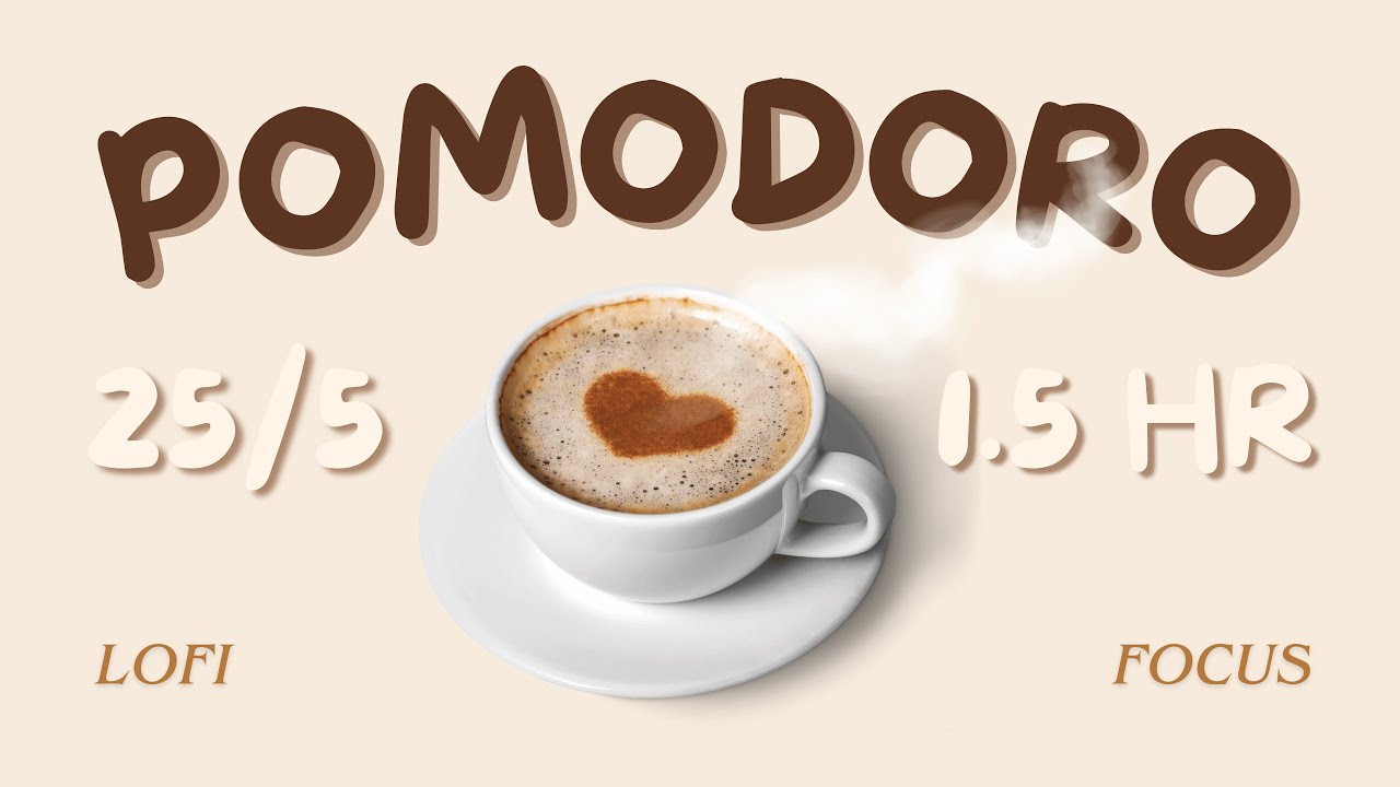 ☕ Cappuccino Focus | 25/5 Pomodoro Timer · 1.5HRS | Lo-fi Café Ambience | Study & Work With Me