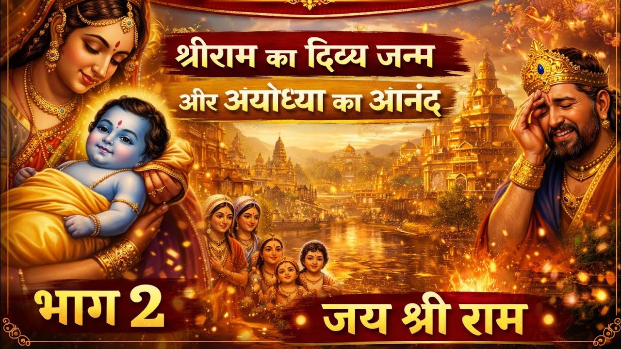 रामायण कथा भाग 2 | श्रीराम का दिव्य जन्म और अयोध्या का आनंद | Shri Ram Katha