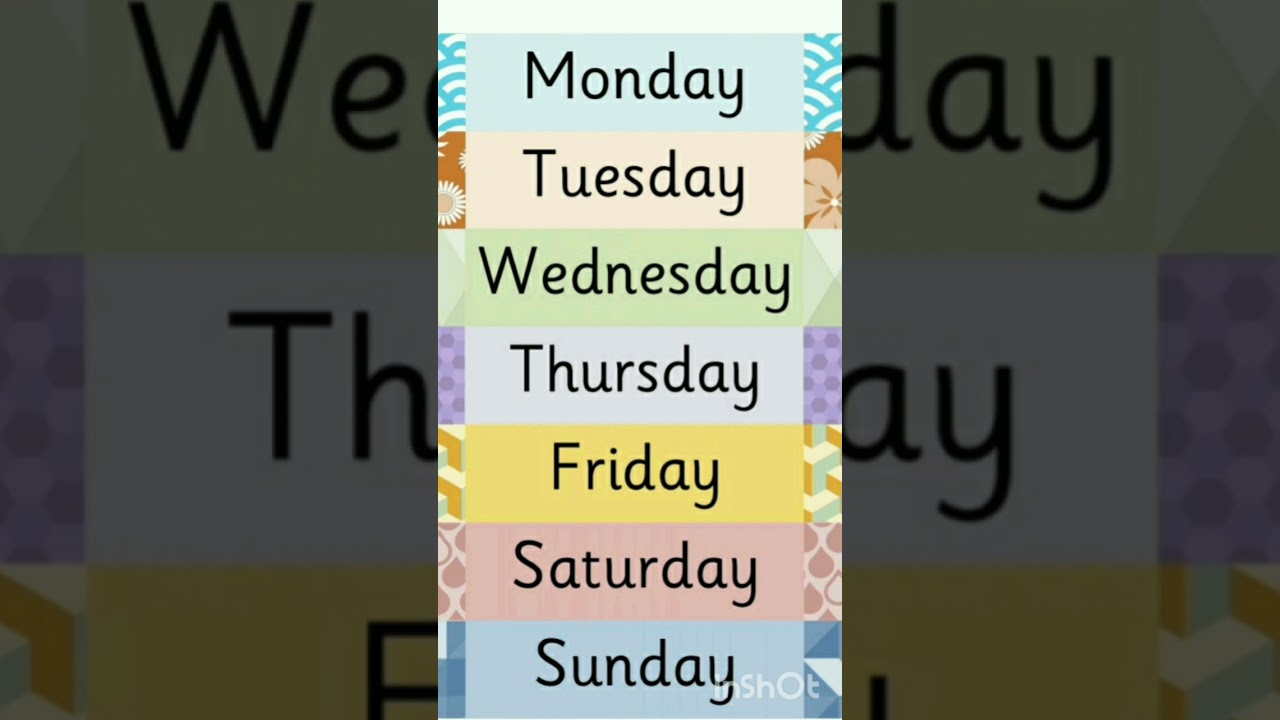 #dayoftheweek #daysname #sundaymondaytuesday