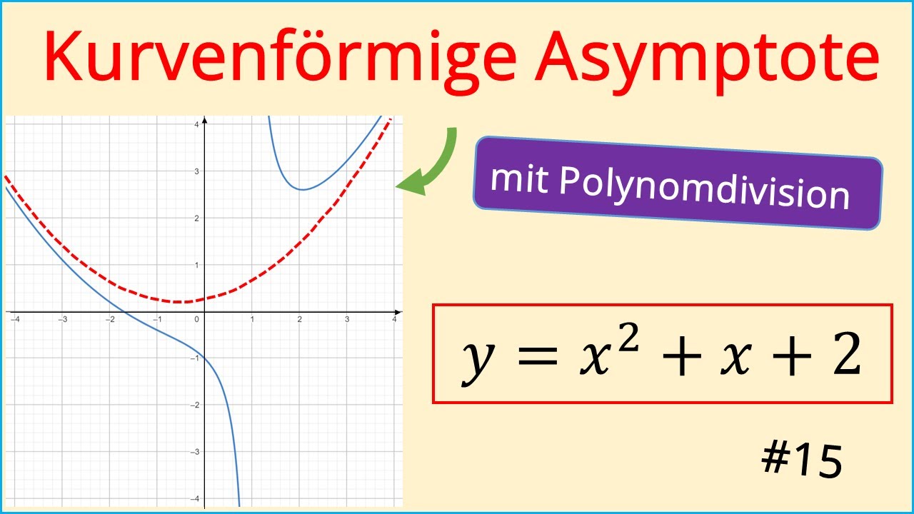 Gebrochenrationale Funktionen #15, Kurvenförmige Asymptote berechnen mit Polynomdivision