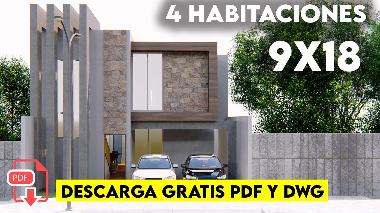 PLANO DE CASA DE 9 X 18 METROS / HOUSE PLANS 9 X 18 METERS