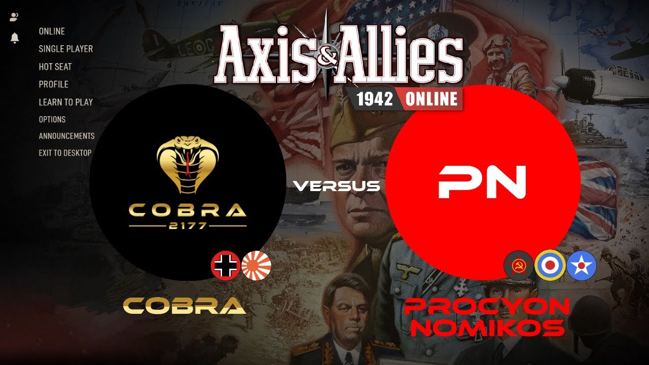 Axis and Allies Online: Cobra versus Procyon Nomikos (ranked placement) #axisandallies #beamdog
