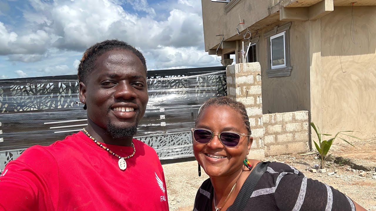 Building in Ghana: installation of the metal gate/ harvesting and cooking vegetables from my farm