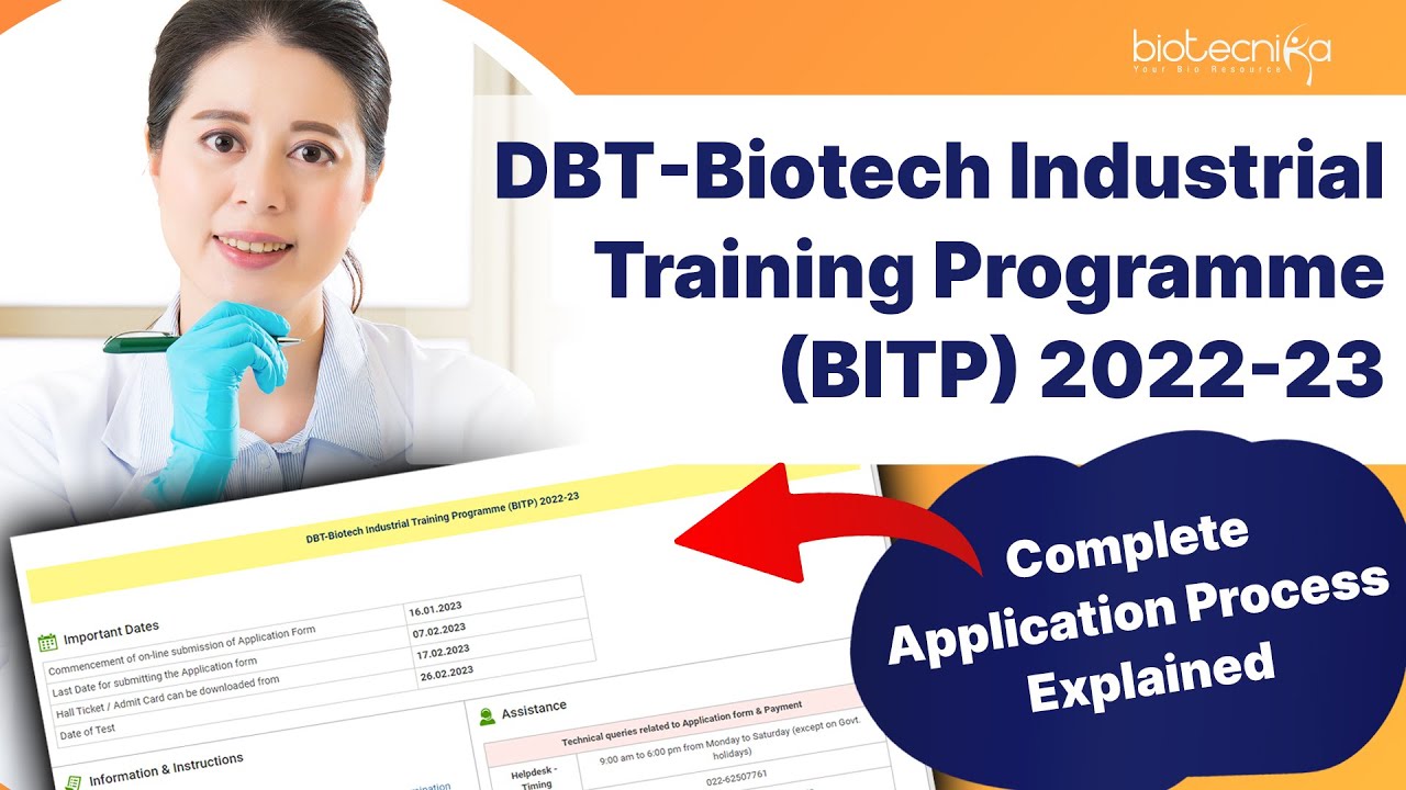 How To Apply For DBT- Biotech Industrial Training Programme BITP 2022-23 - Detailed Video