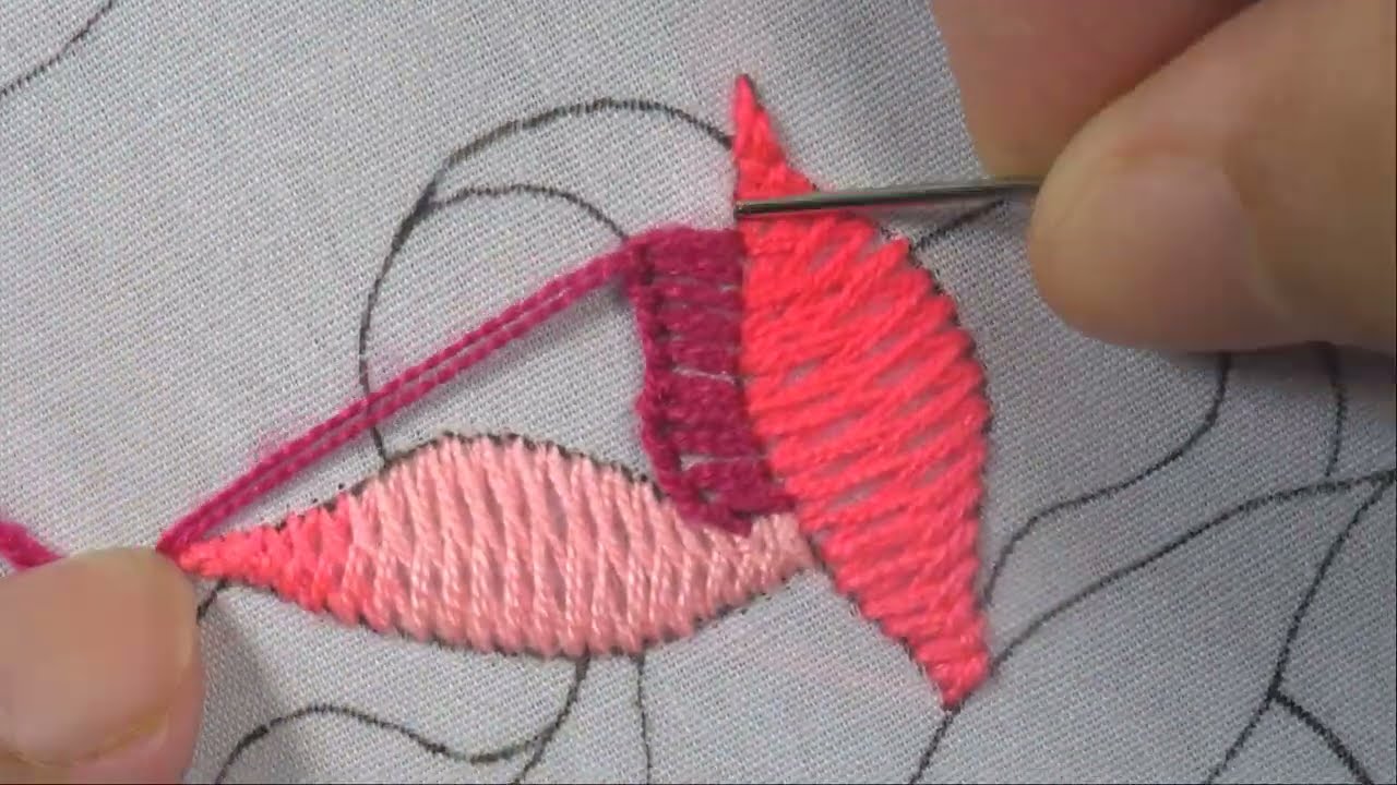 hand embroidery decorative flower creative needle art work on fabrics by #RoseWorld