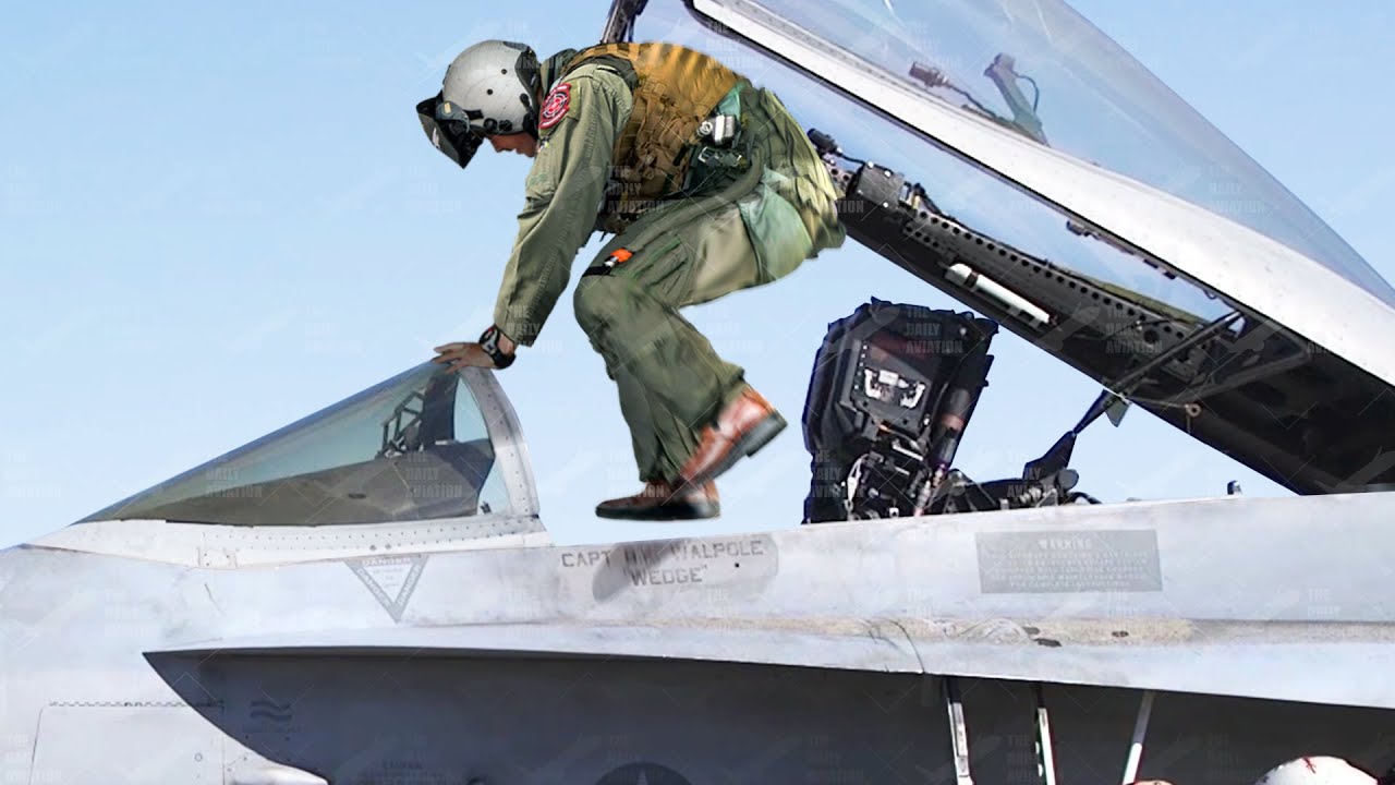 US Pilot Rushing to His F-18 And Take Off at Full Afterburner During Scramble