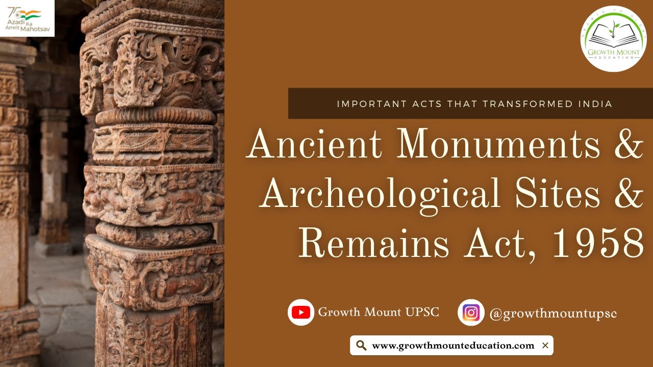 Ancient Monuments & Archeological Sites & Remains Act, 1958 | Lecture 18 | Dhruv Jani