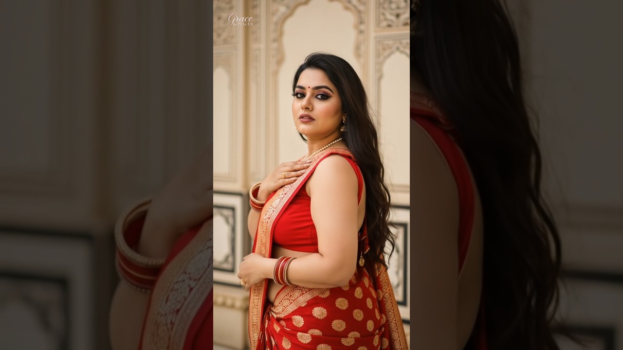 Red Saree Royalty 👑✨ | Desi Diva Look #shorts #graceinpixels