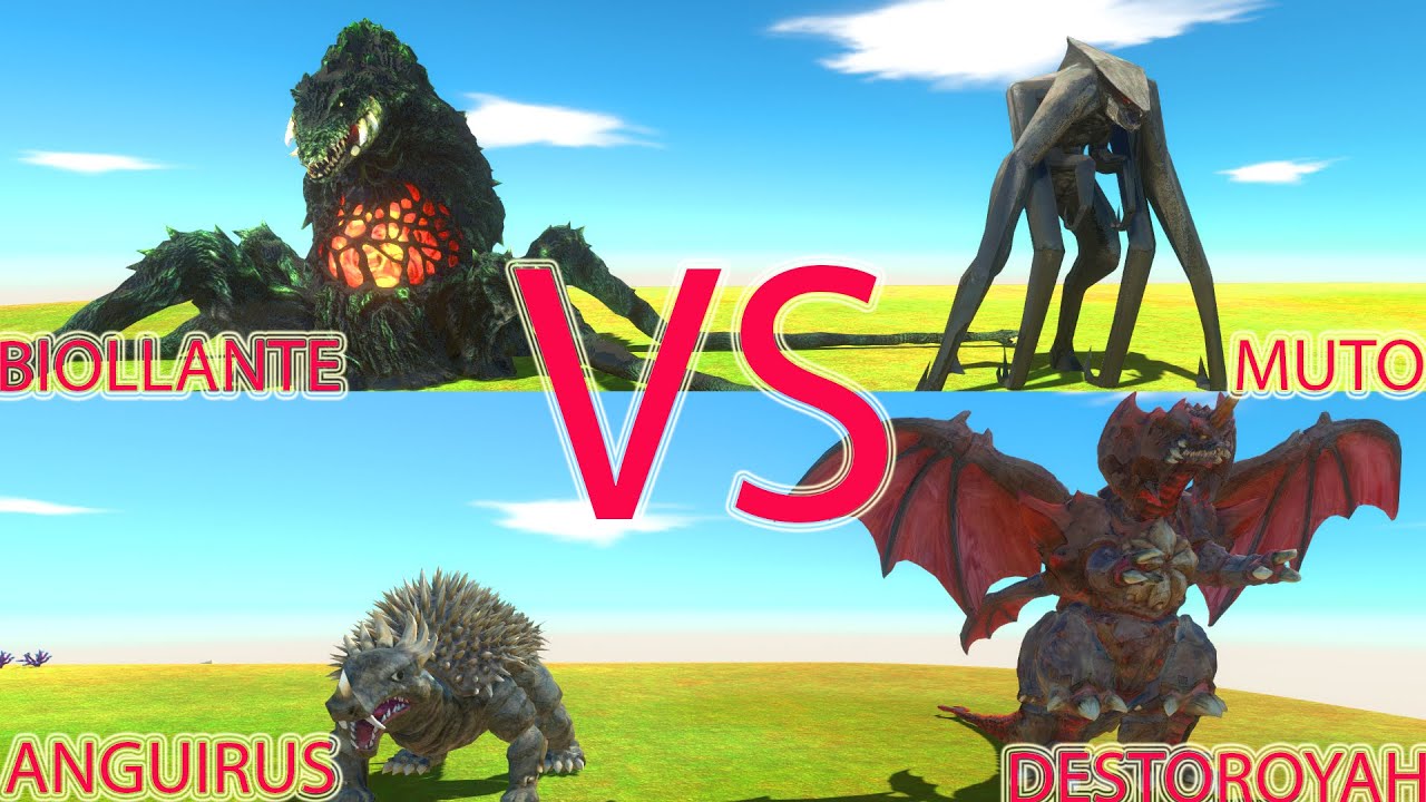 BIOLLANTE & MUTO VS ANGUIRUS & DESTOROYAH - Animal Revolt Battle Simulator