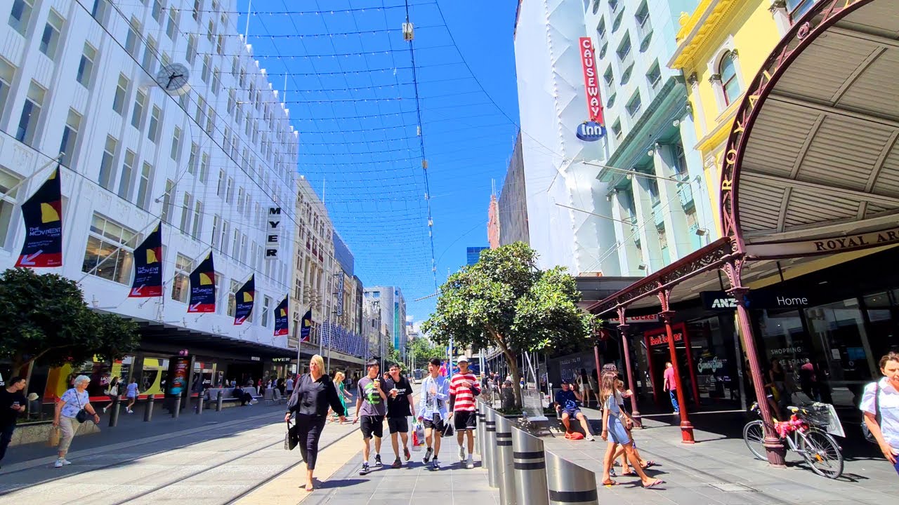 Bourke Street Melbourne CBD Walking Tour 4k