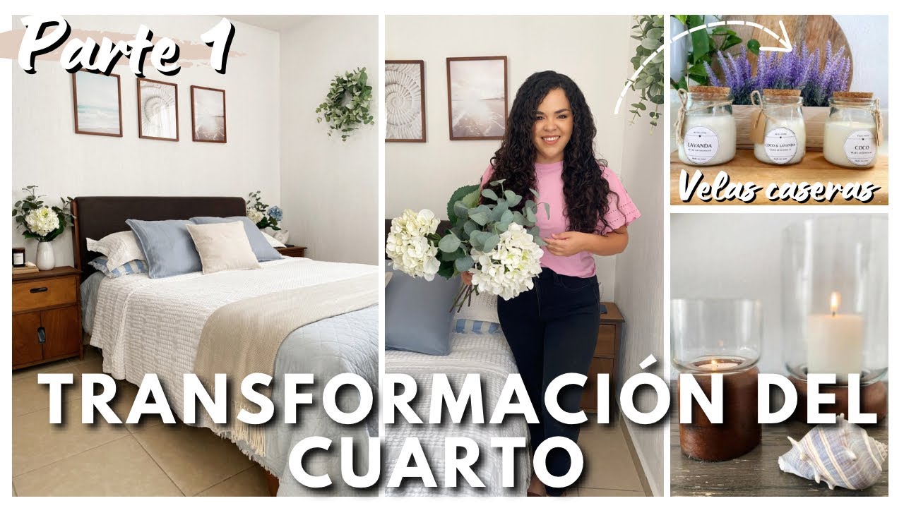 PARTE 1 🍃TRANSFORMACIÓN DEL CUARTO & APRENDIENDO HACER VELAS  🕯️| Nueva Decoración en Casa 🌊🍃✨