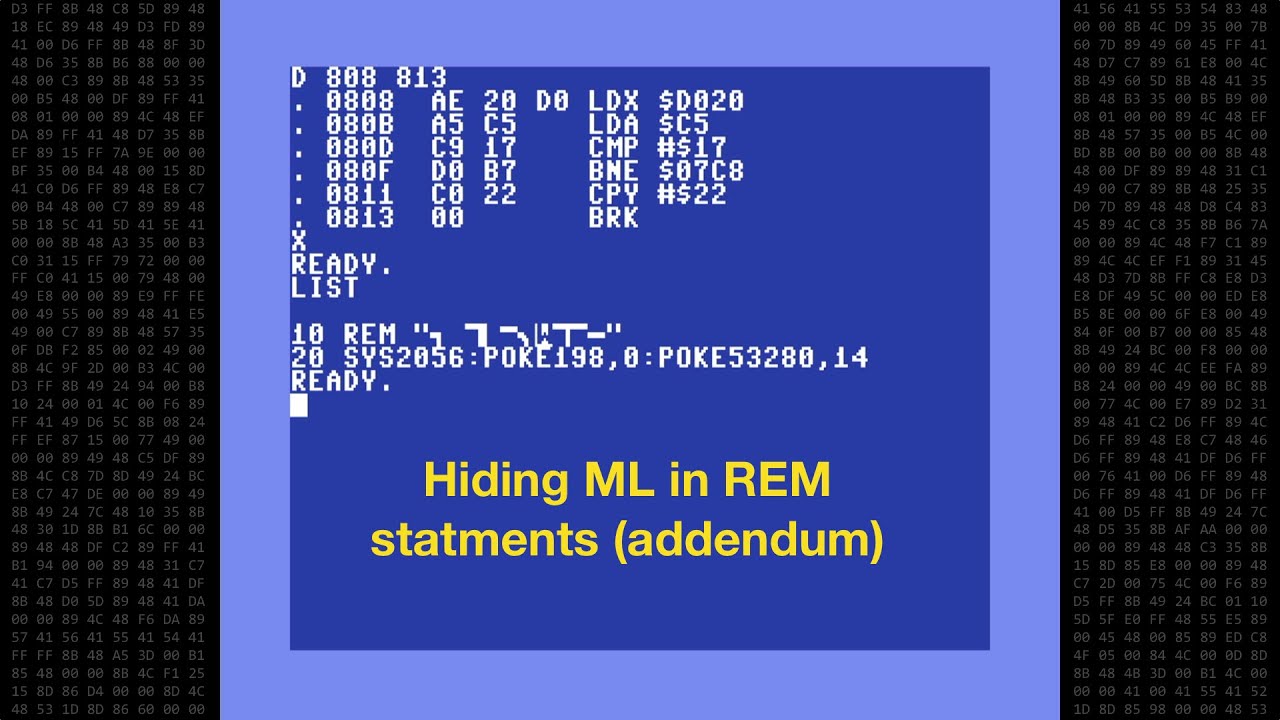 C64 - Addendum to Hiding ML in REM statements