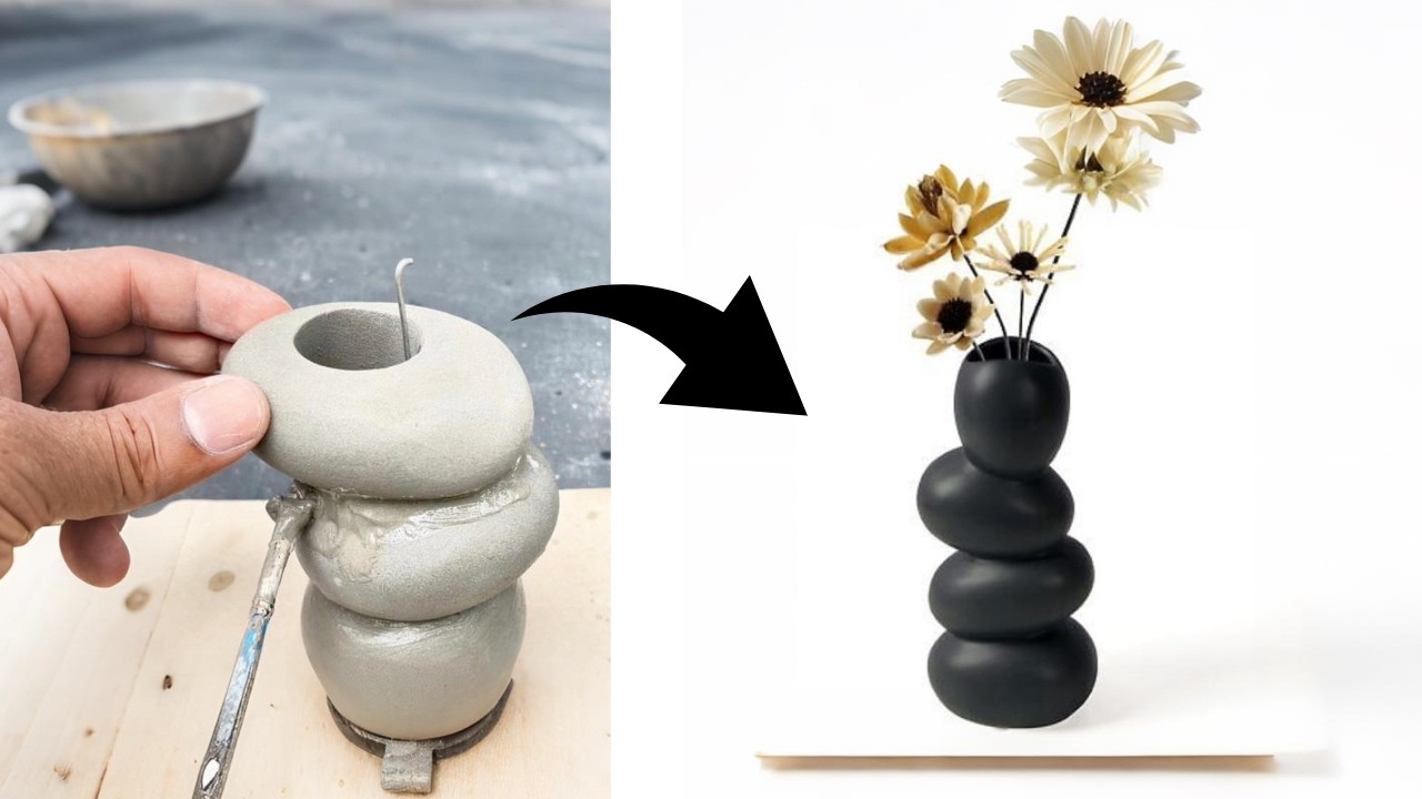 🖤 DIY Modern Pebble Vase That Looks Like Luxury Home Decor