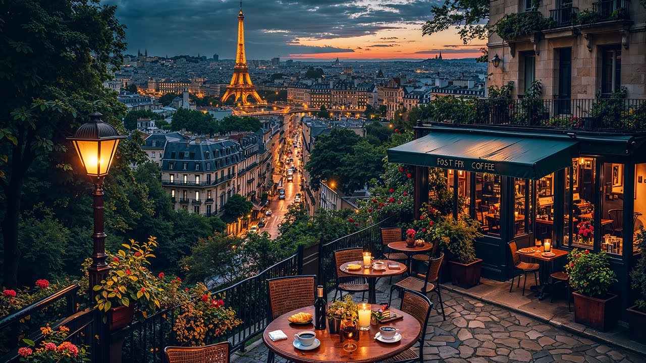 Paris Night Balcony Caf&eacute; ☕ Soft Bossa Nova & Relaxing Jazz Music for Reading, Deep Focus