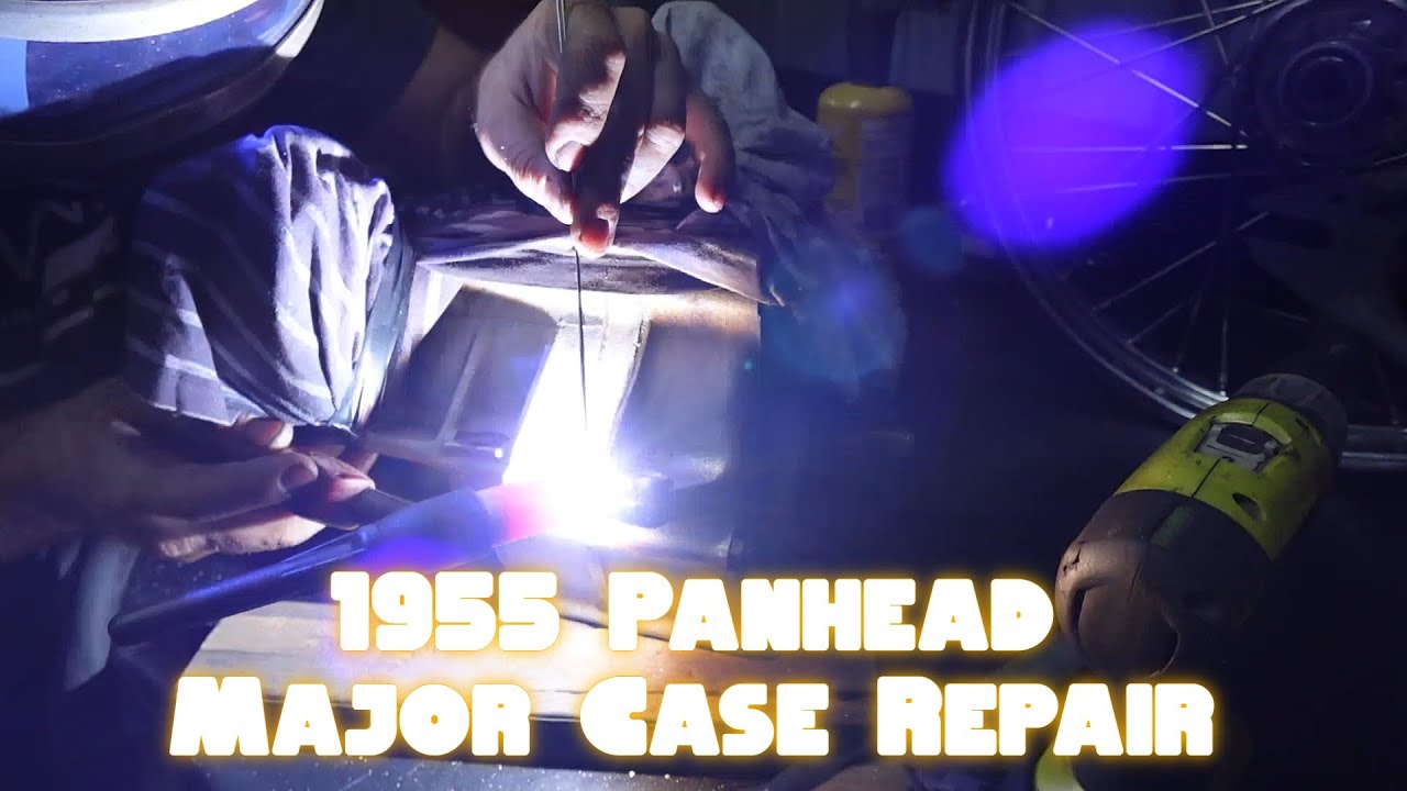 Ben's 1955 Harley Davidson Panhead Chopper Rebuild Pt 2. Major Case Repair!