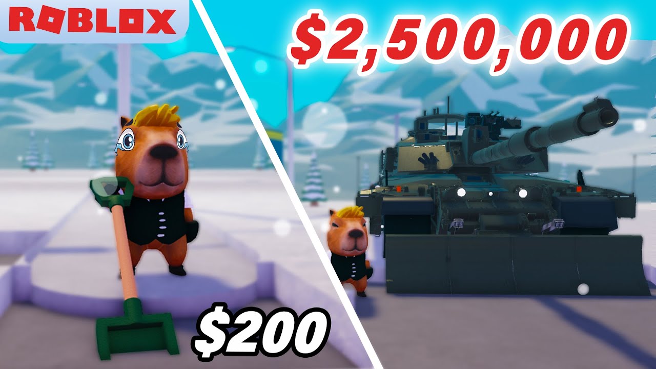 ผมกำลังกวาดหิมะด้วยรถถัง | ROBLOX Snow Plow Simulator