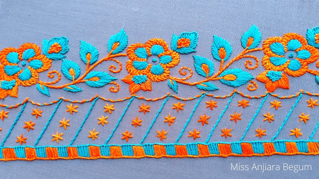 Simple cute Hand Embroidery Borderline Design, Women dress Borderline Design, Clean Embroidery-279