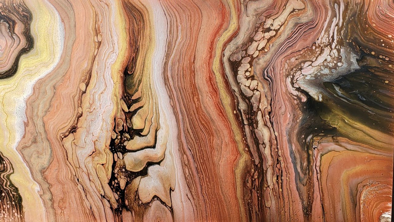 Fall Fantasy Pour! 🍁 24x48 Elegant Copper, Gold & Pearl Metallic Beauty!! 🍂