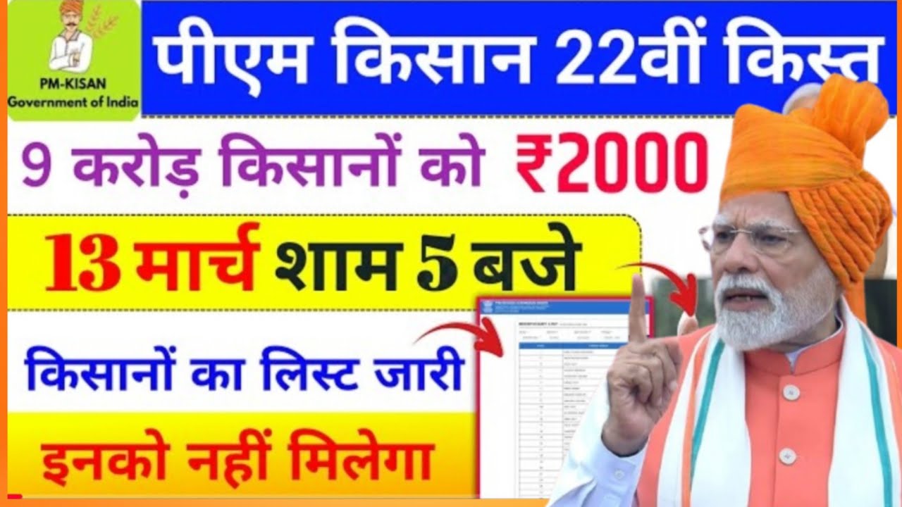 pm kisan new update 2026 ✅ इस दिन 3000  | Pm Kisan 22th installment date | pm kisan  
