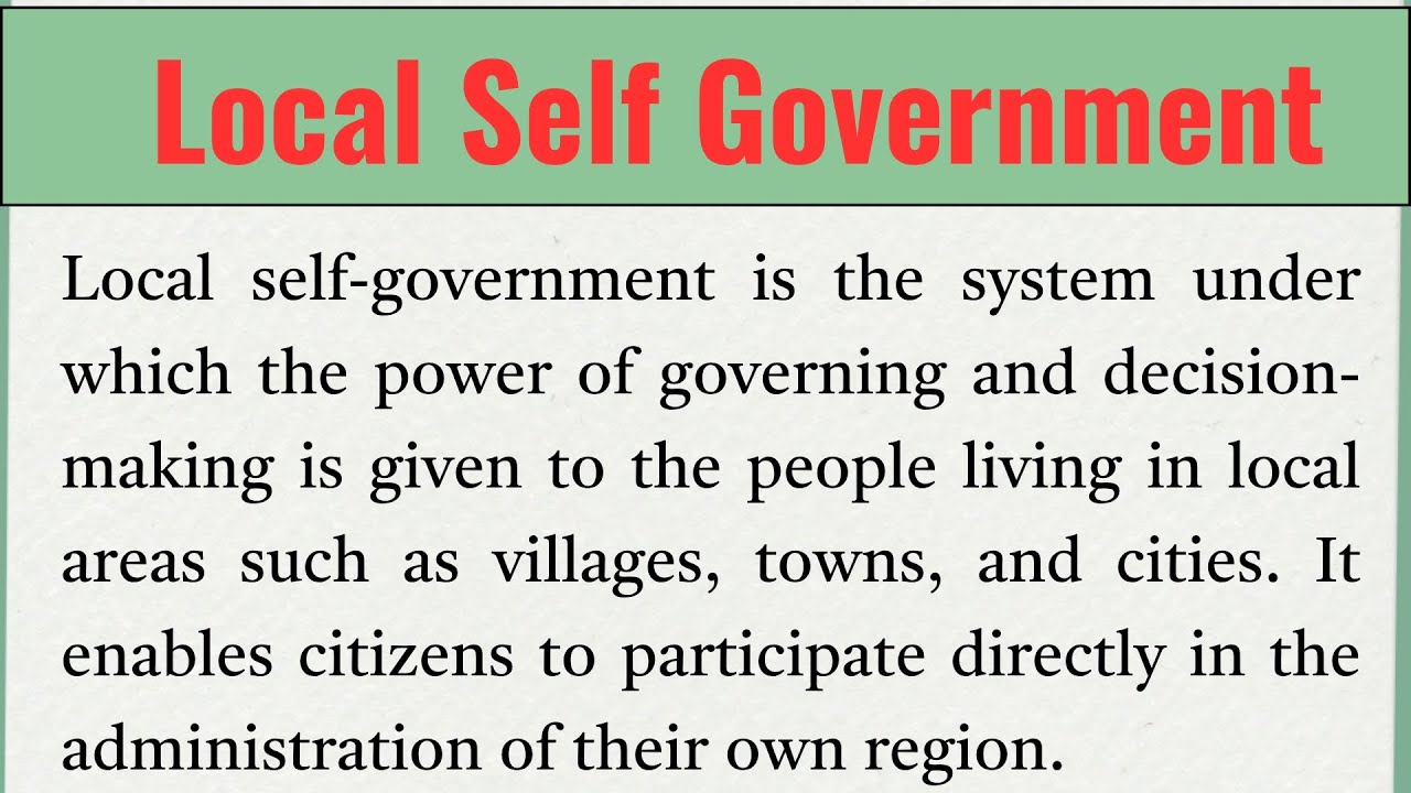 Local Self Government essay writing | Local Self Government essay