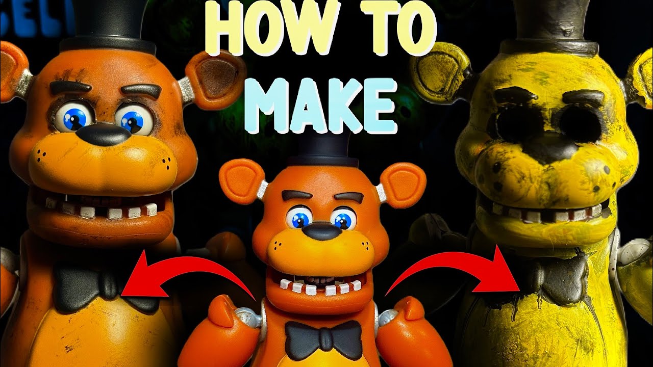 Making CUSTOM FNAF Endo Series Figures! - Jazwares FNAF Golden Freddy Custom + Dirtwashing Tutorial
