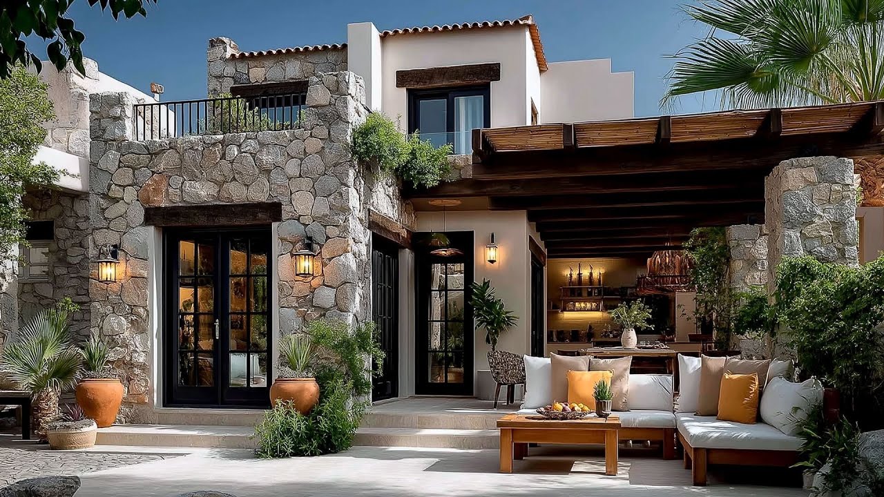 Two storey Exterior Design Ideas for Modern Mediterranean House