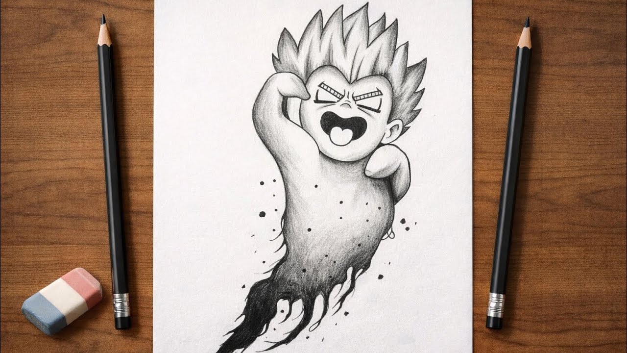 Goku Ghost Drawing Step by Step | Easy Pencil Sketch Tutorial