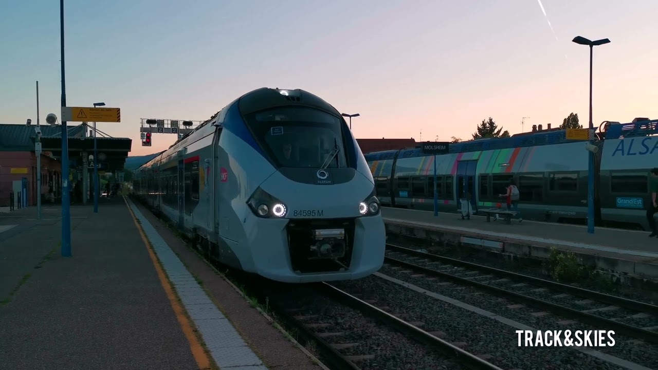 Molsheim, France Trainstation evening Rail Traffic