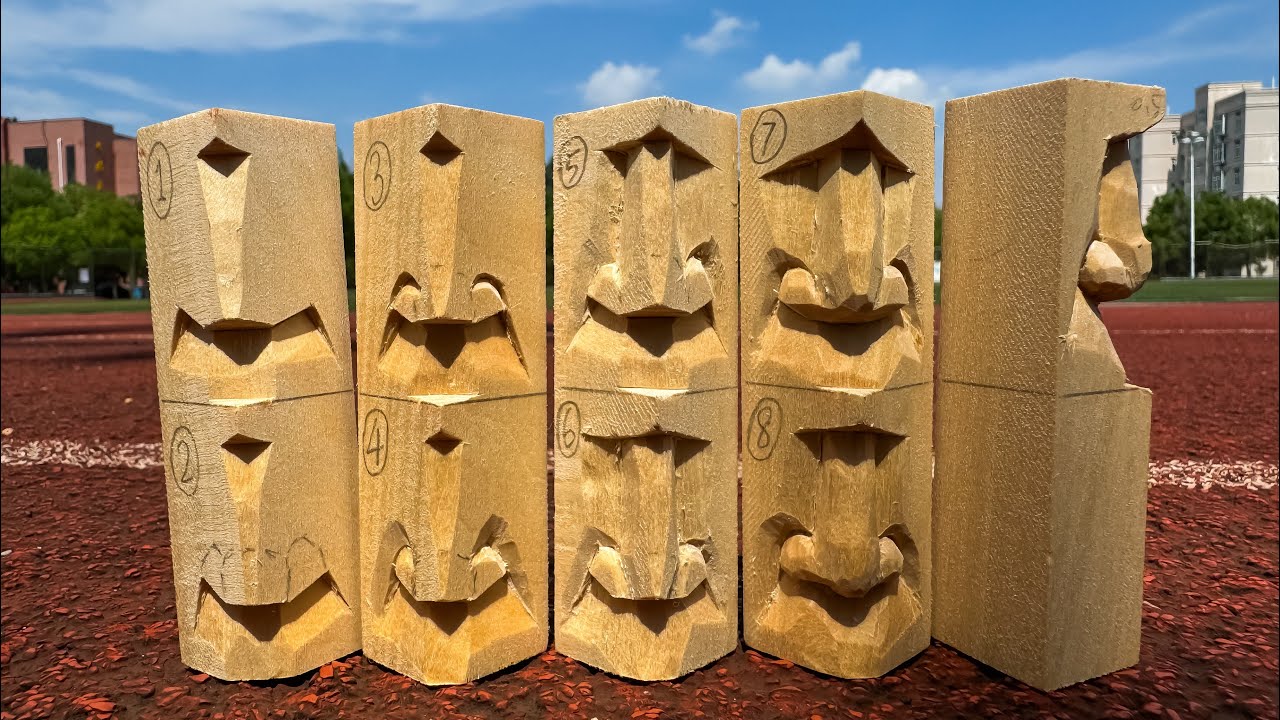 Wood Carving the nose step by step, knife only👃 只用一把刀一步一步木雕鼻子