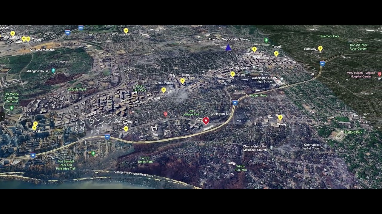 Arlington, VA Lyon Village SC Google Earth Video (High Aerial)