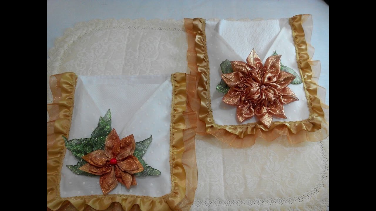 SERVILLETERO NAVIDEÑO EN TELA ( CHRISTMAS) RIBBON EMBROIDERY