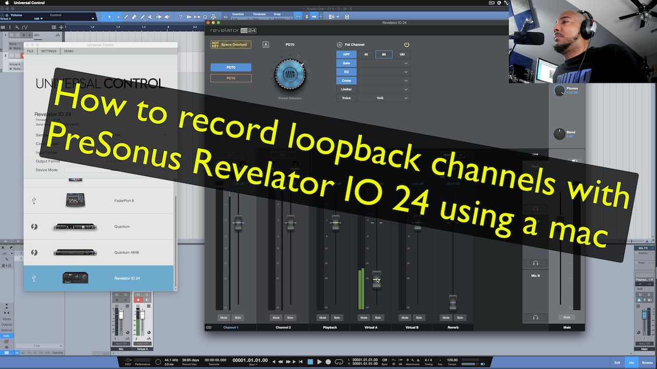 How to Record Loopback channels with PreSonus Revelator IO 24 on a mac