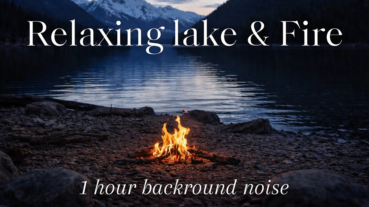 Calm Lake Campfire with Crickets | 1 Hour Sleep & Relaxation