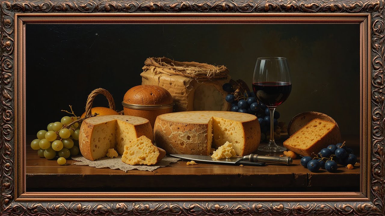 Elegant Dutch Golden Age Still Life | Cheese, Wine & Chiaroscuro Masterpiece 4K